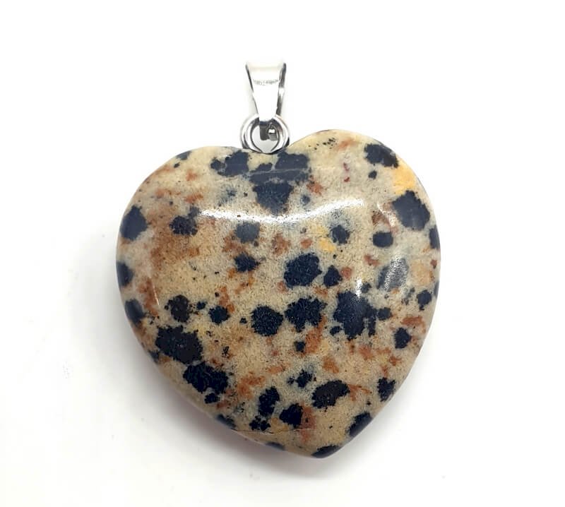 ✨ Pendentif Cœur Jaspe Dalmatien 2,5 cm – Pierre Naturelle Joie & Protection
