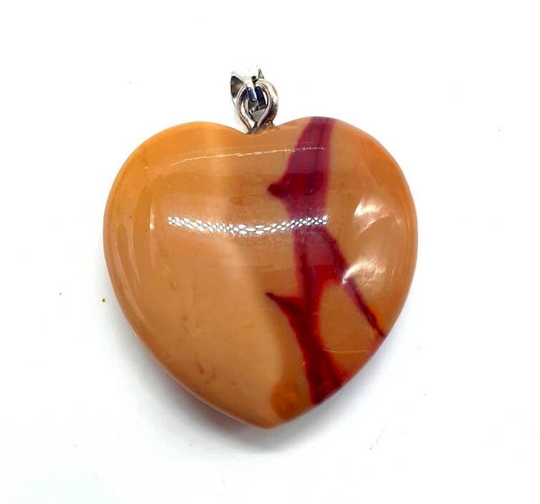 ✨ Pendentif Coeur Jaspe Mokaïte 2.5cm – Pierre Naturelle Vitalité & Aventure