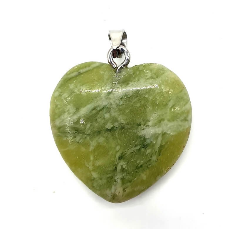 ✨ Pendentif Cœur Jade Verte 2,5 cm – Pierre Naturelle Chance & Longévité