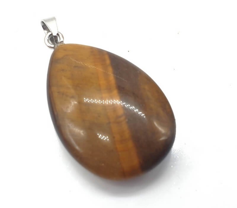 Pendentif Larme Œil de Tigre — 3 cm | Confiance, Protection & Volonté