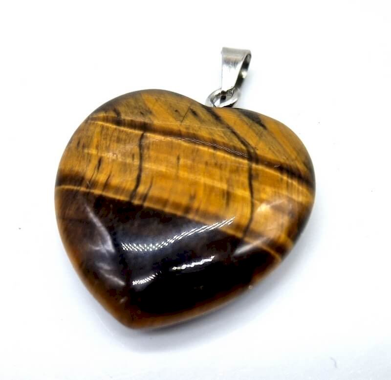 ✨ Pendentif Coeur Œil de Tigre 2.5cm – Pierre Naturelle Confiance & Clarté