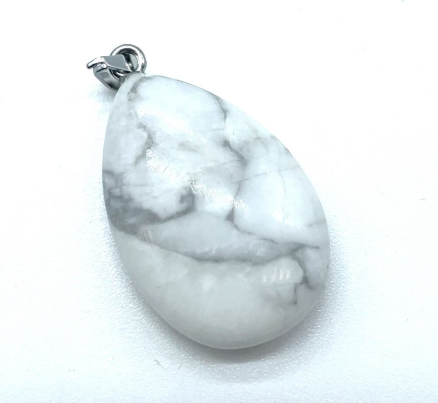 ✨ Pendentif Larme Howlite 3cm – Pierre Naturelle Apaisement & Sagesse Intérieure