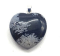 ✨ Pendentif Coeur Obsidienne Neige 2.5cm – Pierre Volcanique Douceur & Purification