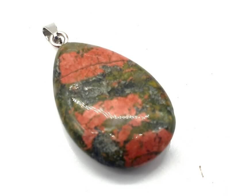 Pendentif Larme Unakite — 3 cm | Équilibre Émotionnel, Croissance & Harmonie