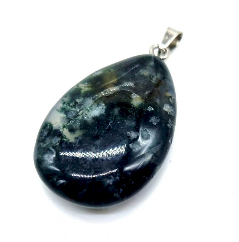 ✨ Pendentif Larme Agate Mousse 3cm – Pierre Naturelle Croissance & Connexion à la Nature