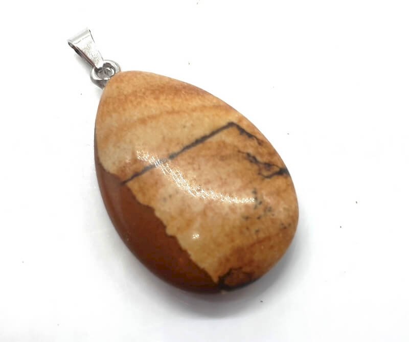 ✨ Pendentif Larme Jaspe Paysage 3cm – Pierre Naturelle Ancrage & Harmonie Terrestre