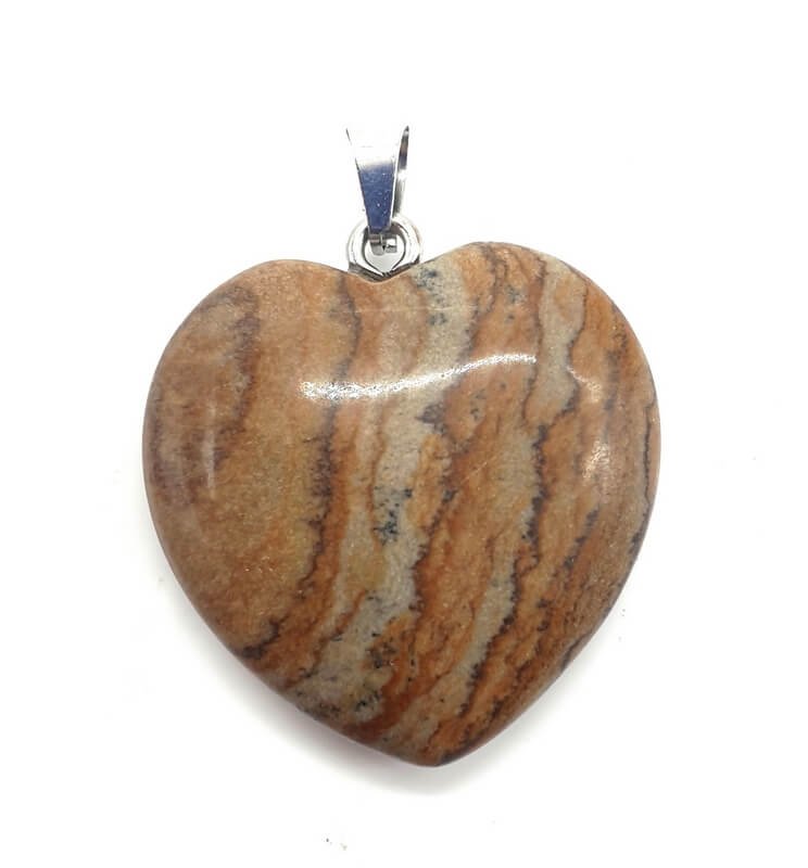 ✨ Pendentif Cœur Jaspe Paysage 2,5 cm – Pierre Naturelle Ancrage & Stabilité