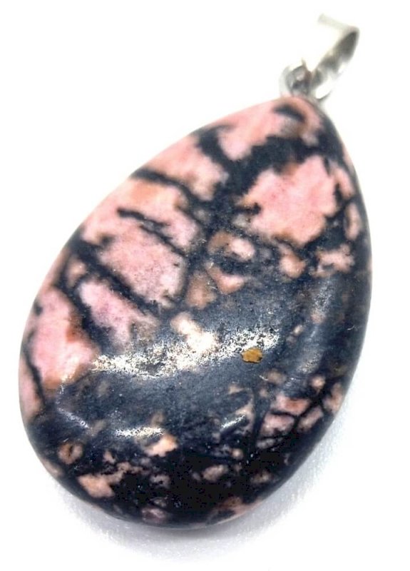 Pendentif Larme Rhodonite — 3 cm | Amour, Pardon & Guérison Émotionnelle