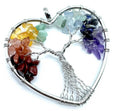✨ Pendentif Arbre de Vie 7 Chakras Cœur 3cm – Plaqué Argent | Amour & Équilibre