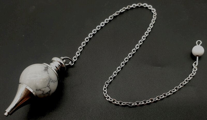 ✨ Pendule Sphère Howlite 4cm – Pierre Naturelle Certifiée | Radiesthésie & Lithothérapie