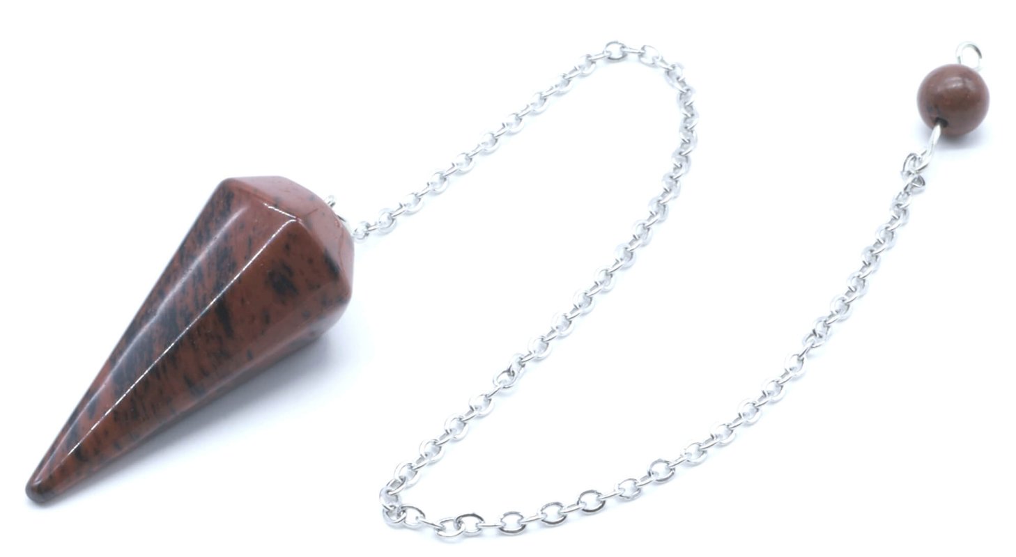 ✨ Pendule Divinatoire Conique Obsidienne Mahogany 3,5 cm – Radiesthésie & Ancrage