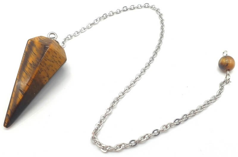 ✨ Pendule Divinatoire Conique Œil de Tigre 3,5 cm – Radiesthésie & Confiance