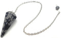 ✨ Pendule Divinatoire Conique Obsidienne Neige 3,5 cm – Radiesthésie & Purification