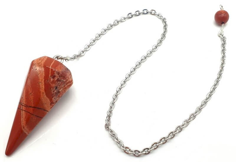 ✨ Pendule Divinatoire Conique Jaspe Rouge 3,5 cm – Radiesthésie & Vitalité