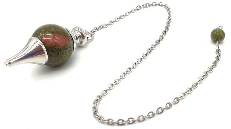 ✨ Pendule Sphère Unakite 4cm – Pierre Naturelle Certifiée | Radiesthésie & Lithothérapie