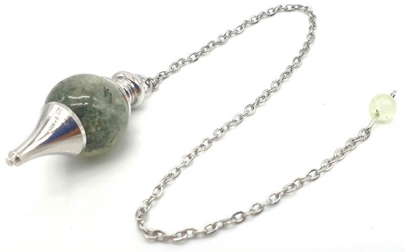 ✨ Pendule Sphère Préhnite 4cm – Pierre Naturelle Certifiée | Radiesthésie & Lithothérapie
