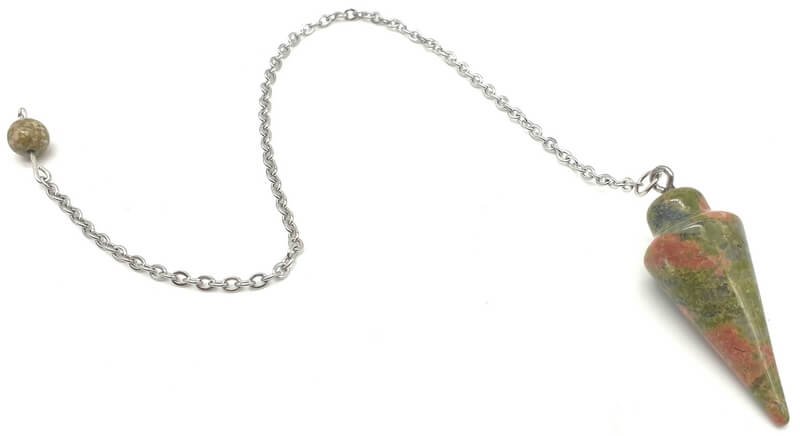 ✨ Pendule Goutte Unakite 3cm – Pierre Naturelle Radiesthésie & Lithothérapie