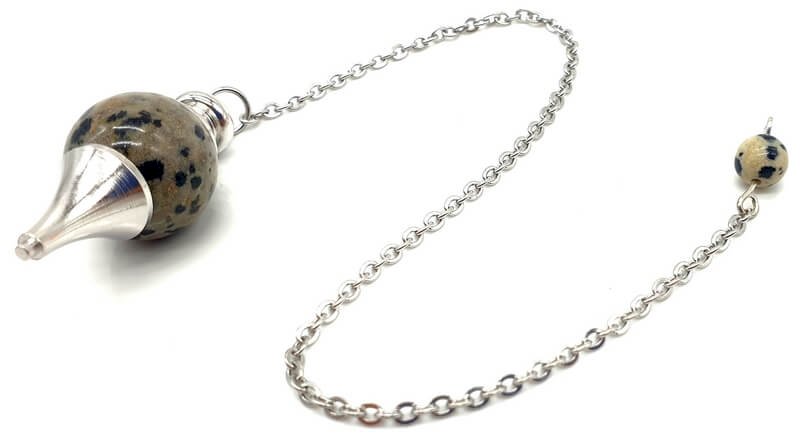 ✨ Pendule Sphère Jaspe Dalmatien 4cm – Pierre Naturelle Certifiée | Radiesthésie & Lithothérapie