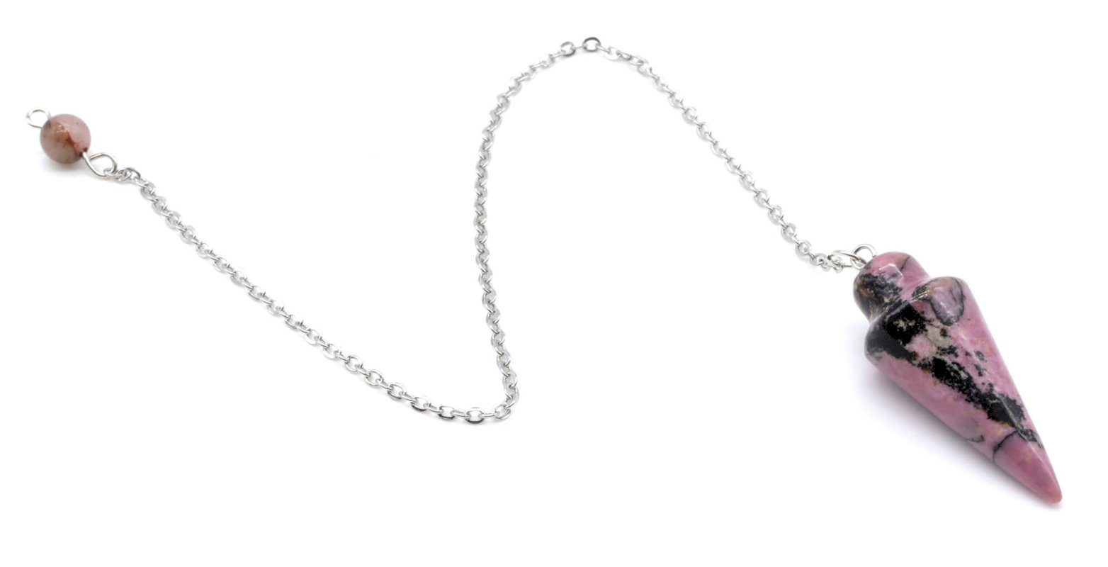 ✨ Pendule Goutte Rhodonite 3cm – Pierre Naturelle Radiesthésie & Lithothérapie