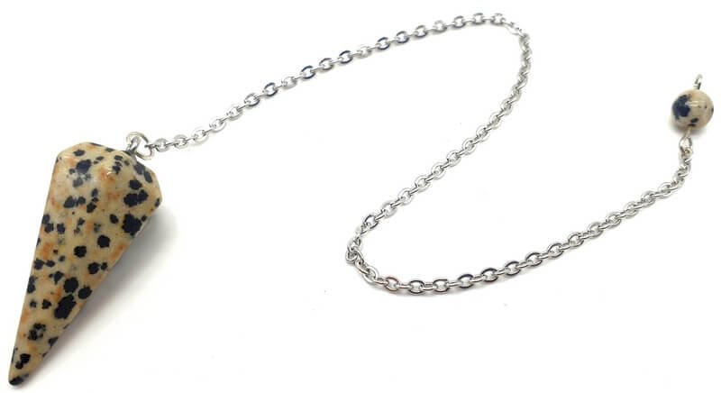 Pendule Divinatoire Conique Jaspe Dalmatien 3,5 cm – Radiesthésie & Joie
