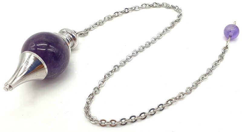 ✨ Pendule Sphère Améthyste 4cm – Pierre Naturelle Certifiée | Radiesthésie & Lithothérapie