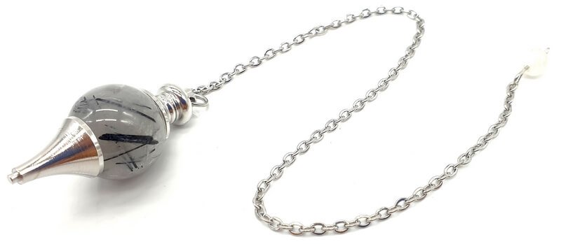 ✨ Pendule Sphère Quartz Tourmaline 4cm – Pierre Naturelle Certifiée | Radiesthésie & Lithothérapie