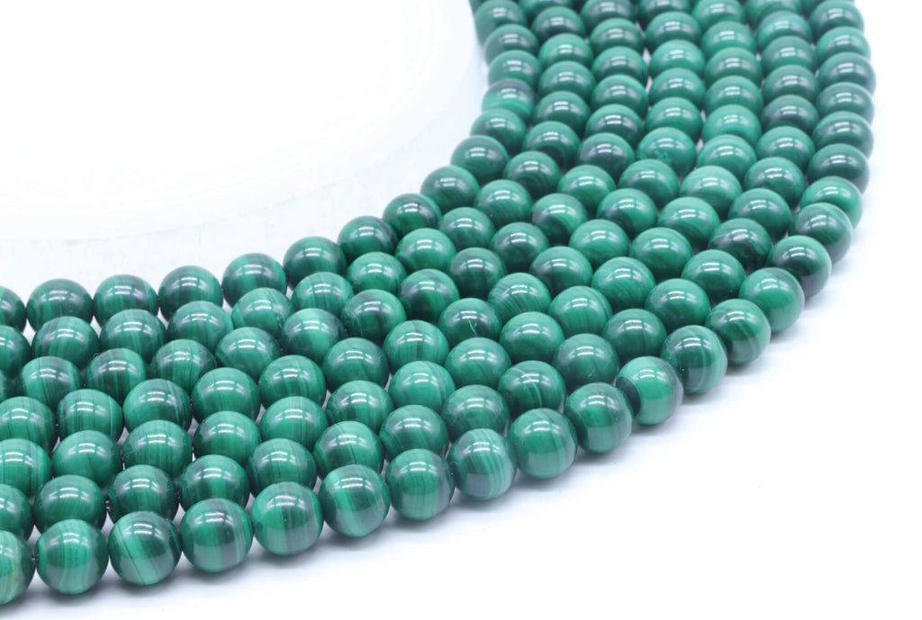 Perles 'Light' Malachite 'AA' 8mm sur fil 38cm