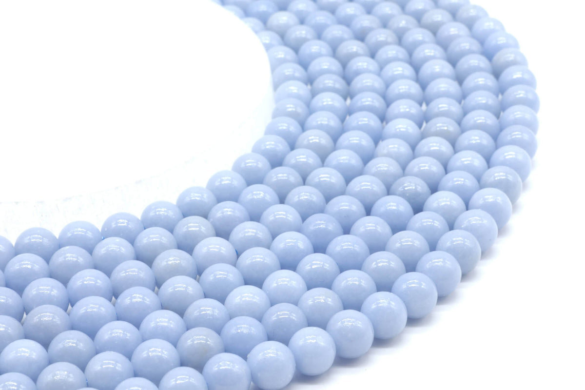 Perles Angélite 8mm sur fil 38cm