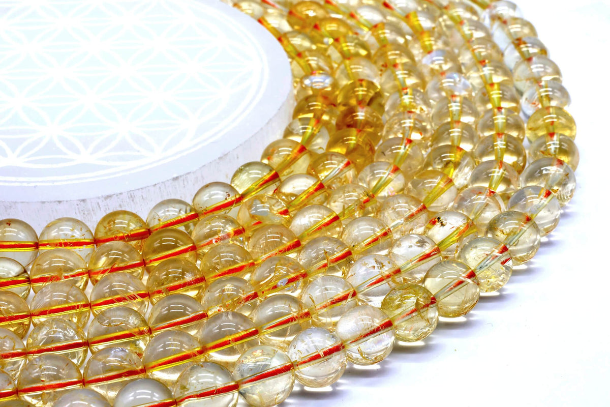 Perles Citrine Naturelle 10mm sur fil 38cm