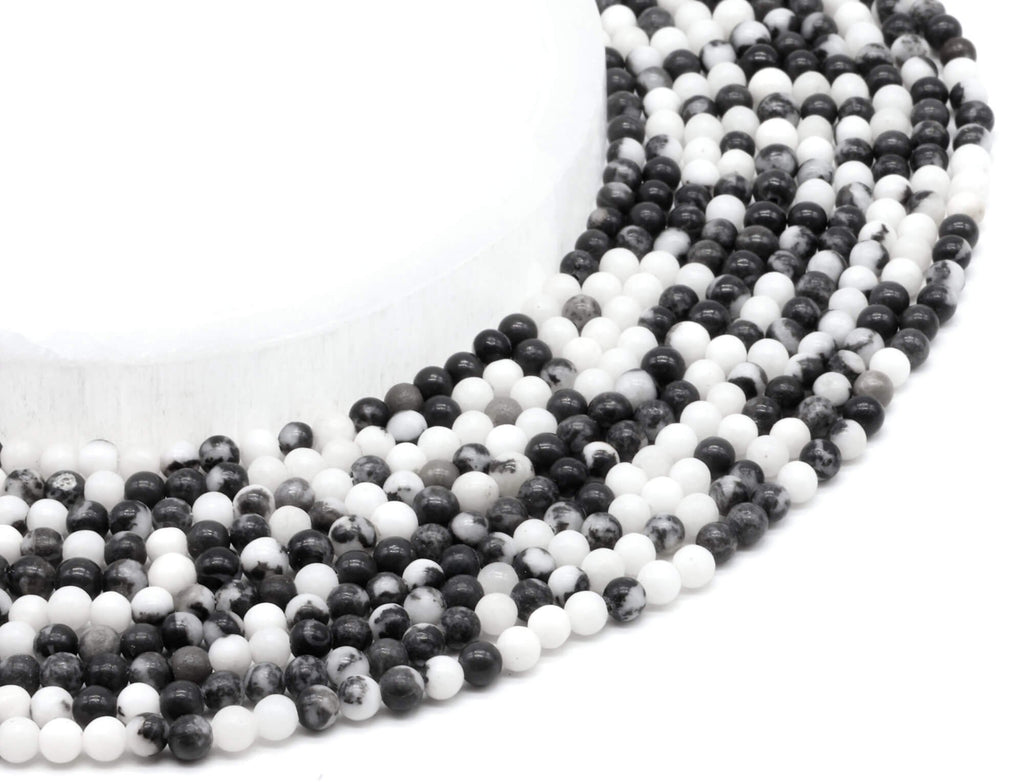 Perles Jaspe Zèbre 4mm sur fil 38cm