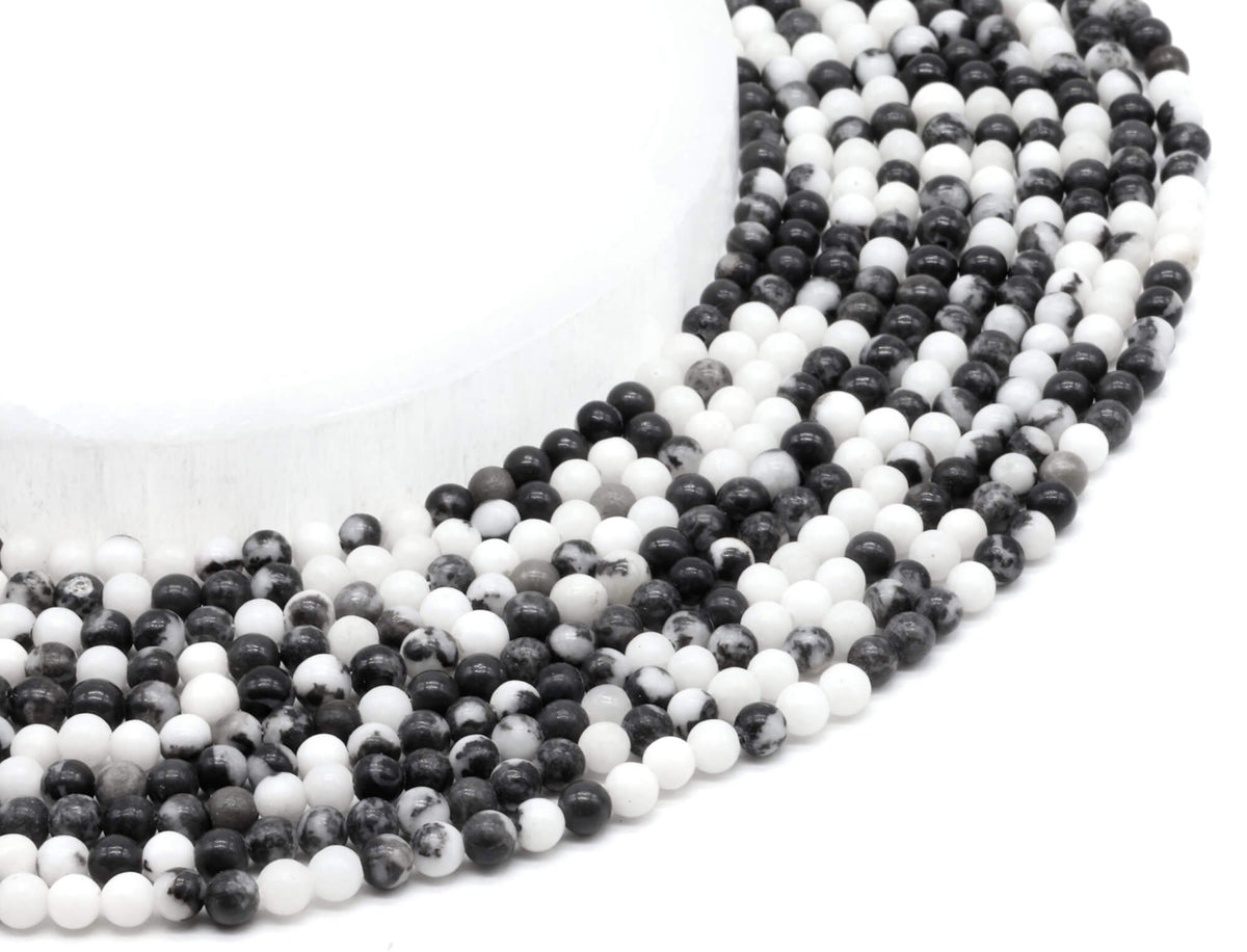 Perles Jaspe Zèbre 4mm sur fil 38cm