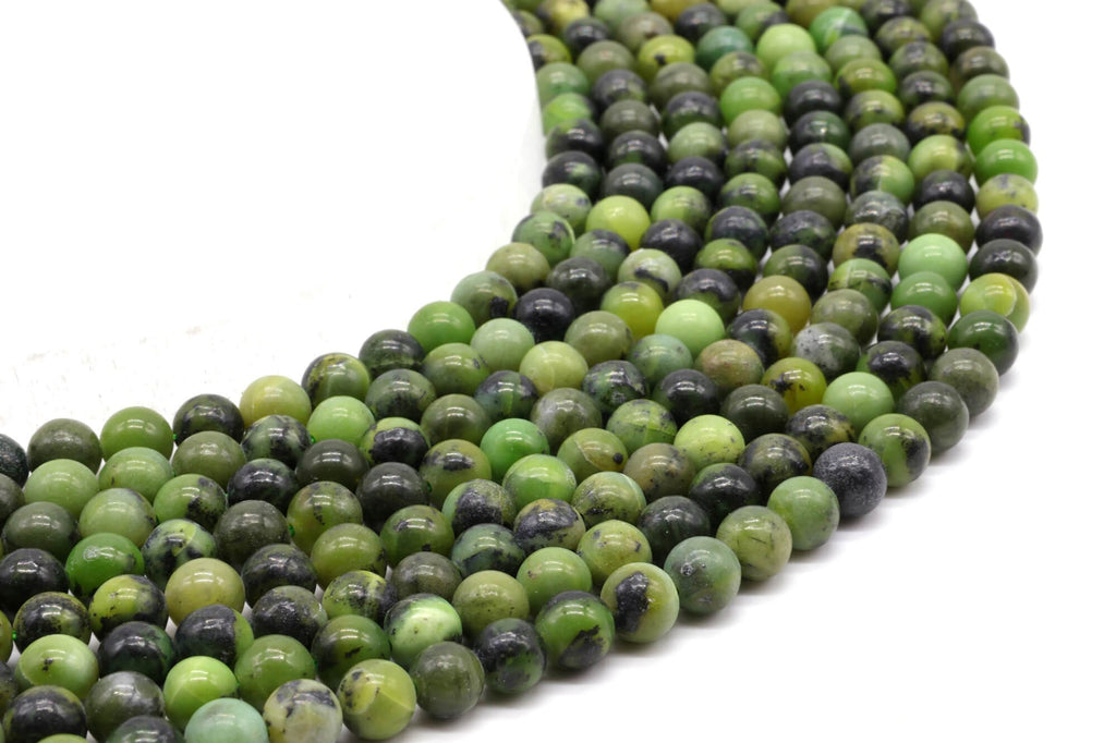 Perles Jade Néphrite 6mm sur fil 38cm