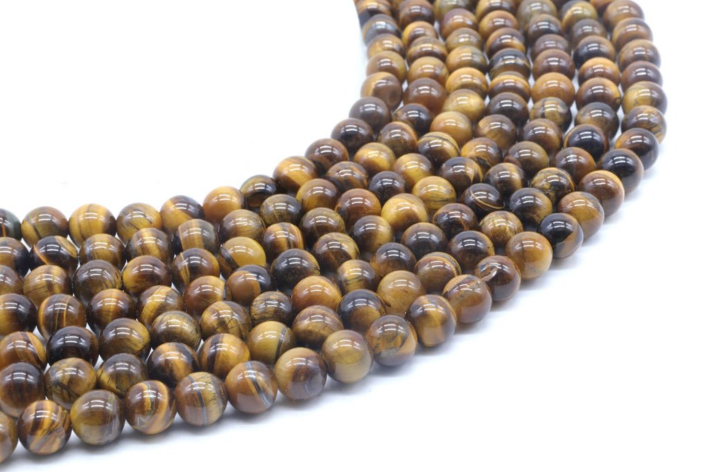 Perles Oeil de Tigre 8mm sur fil 38cm