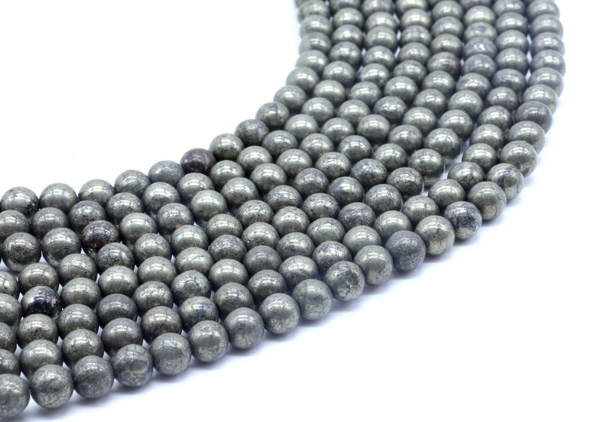 Perles Pyrite 6mm sur fil 38cm