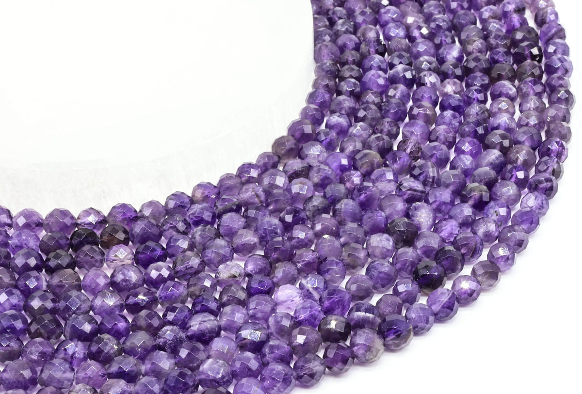Perles facettées Améthyste 6mm sur fil 38cm