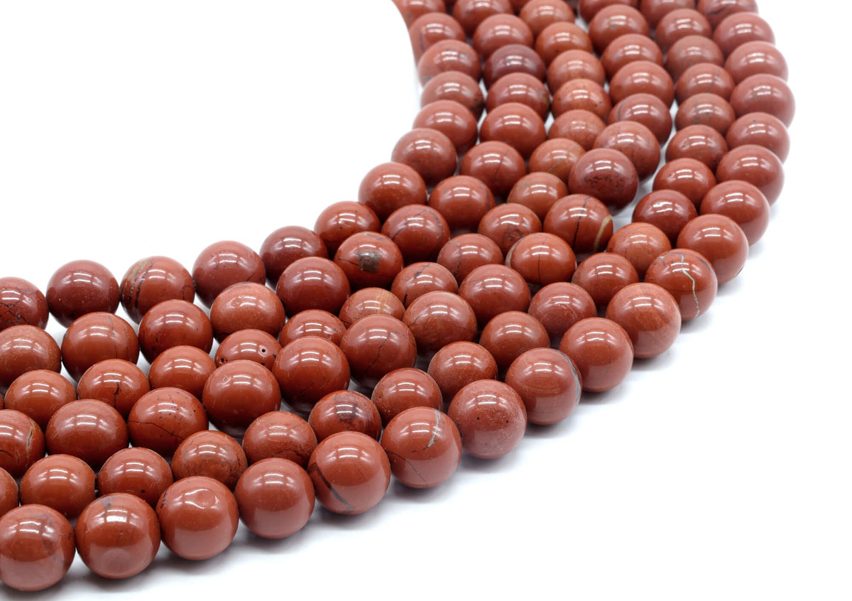 Perles Jaspe Rouge 10mm sur fil 38cm