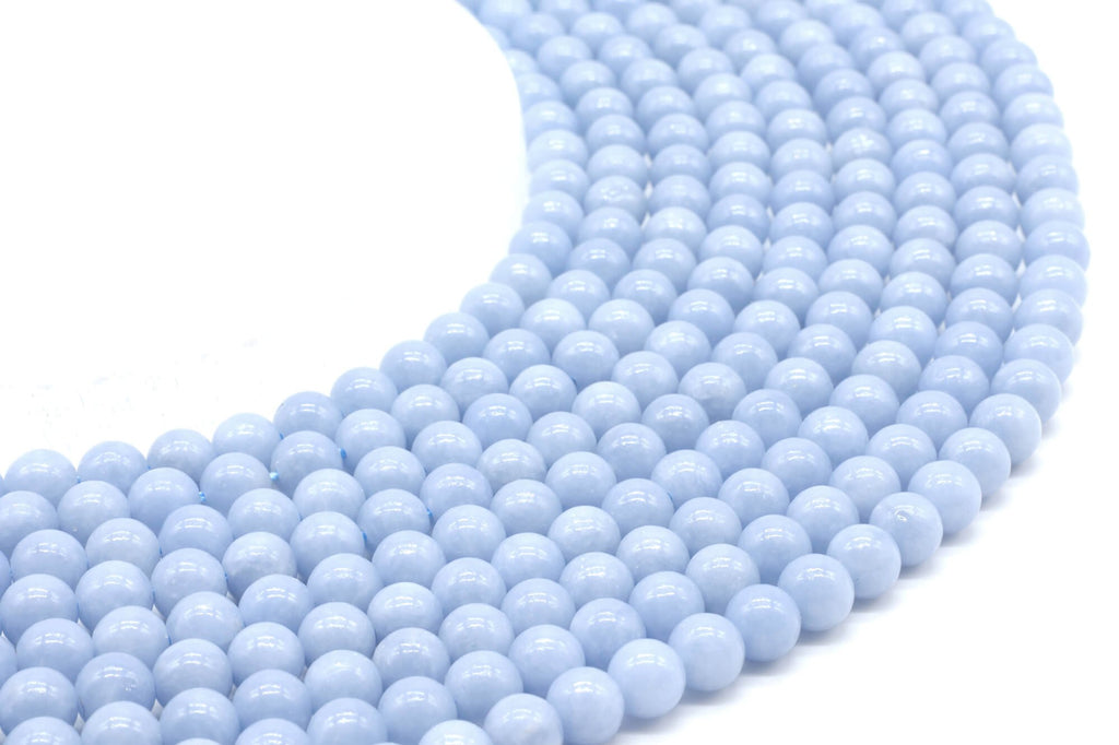 Perles Angélite 6mm sur fil 38cm