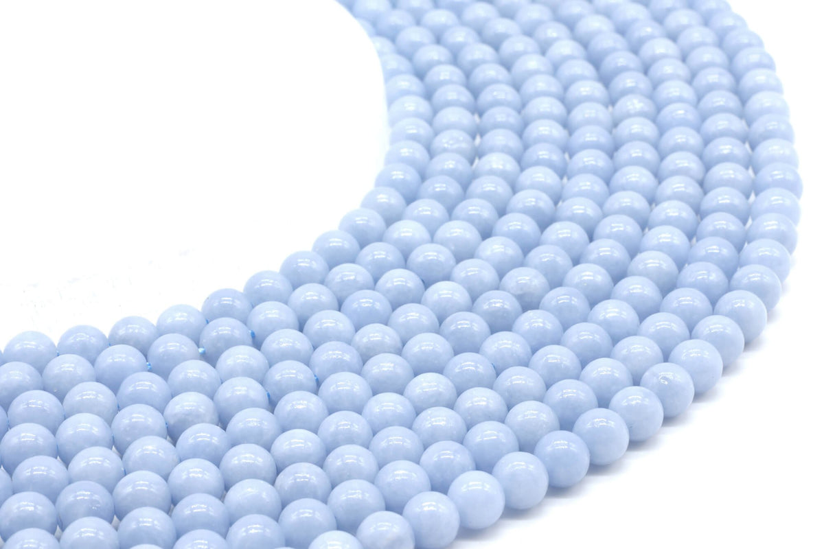 Perles Angélite 6mm sur fil 38cm