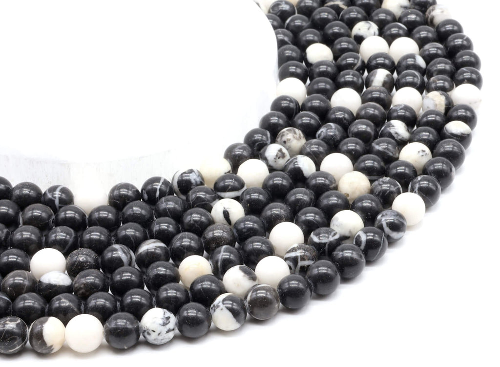 Perles Jaspe Zèbre 8mm sur fil 38cm