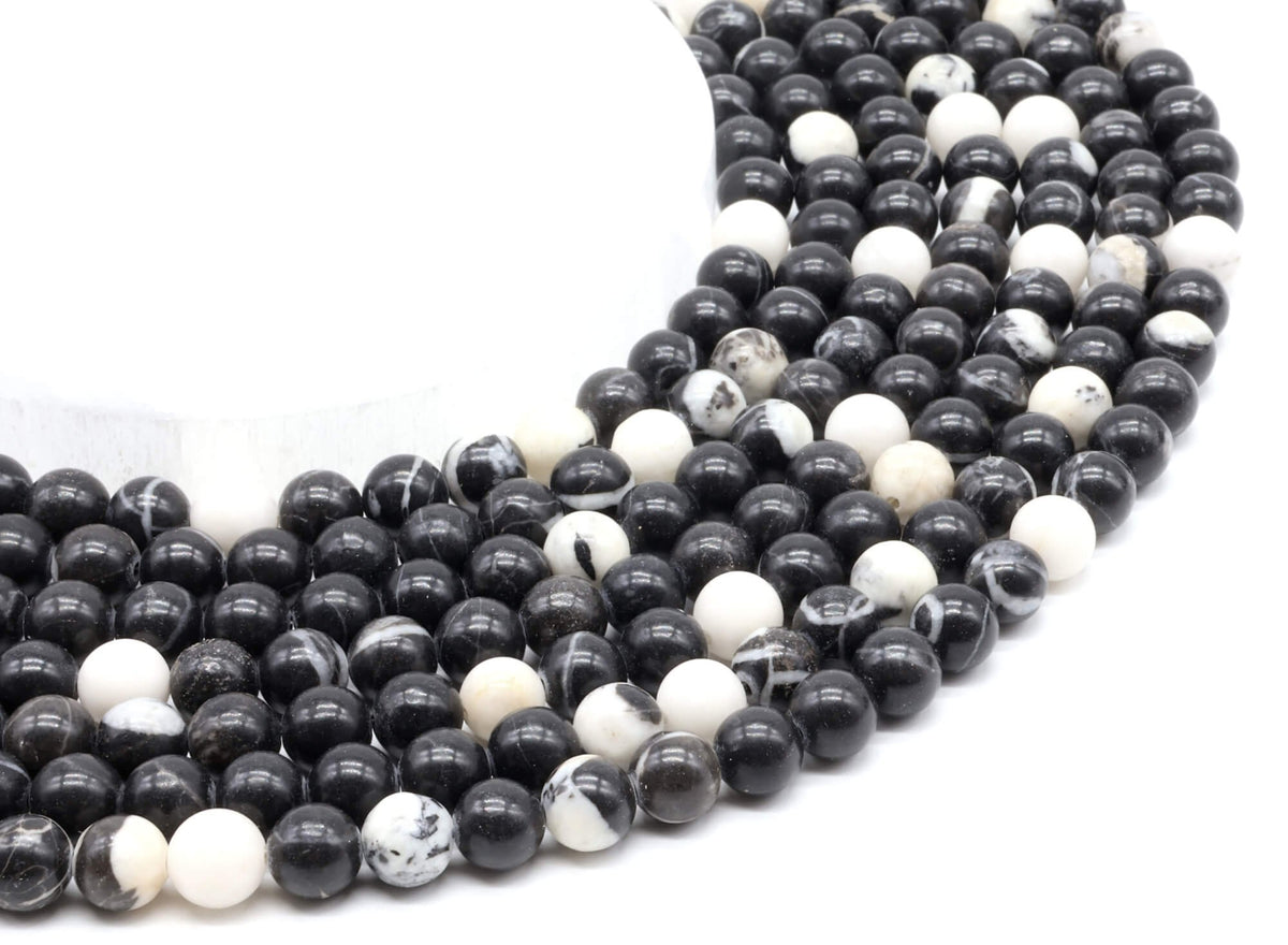 Perles Jaspe Zèbre 8mm sur fil 38cm