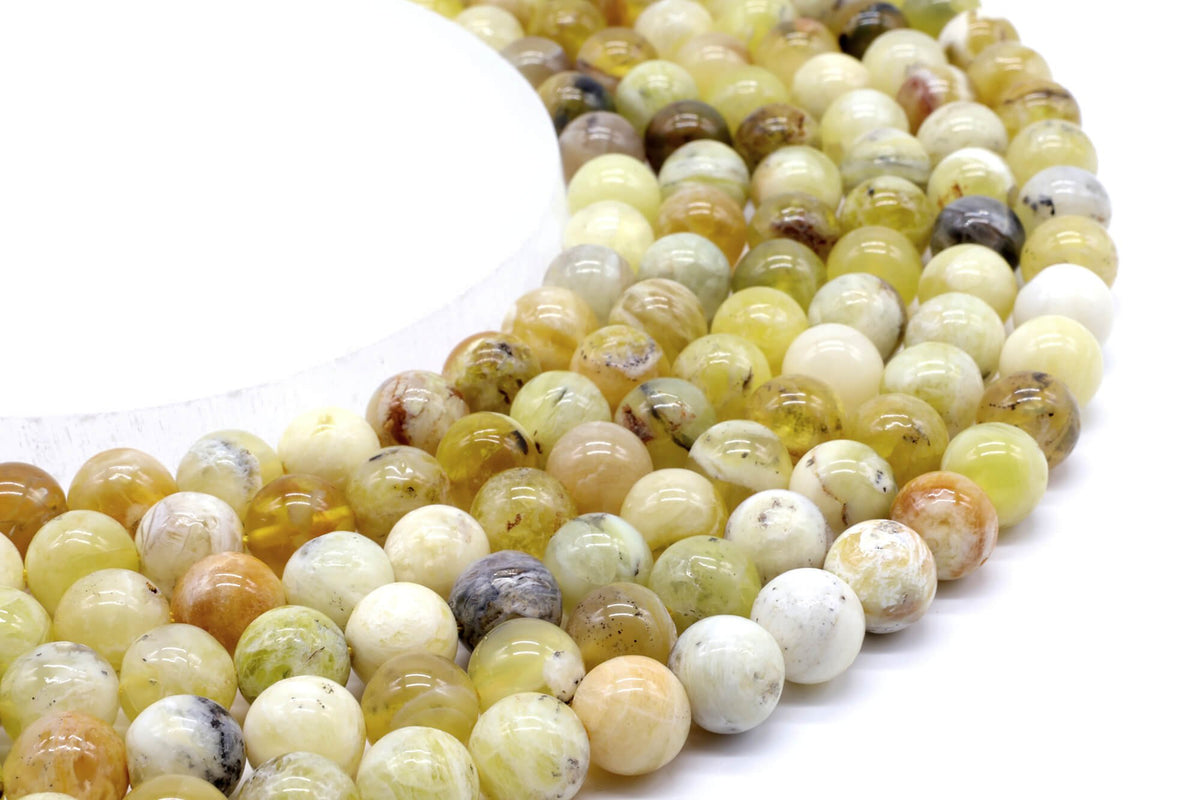 Perles Opale Jaune 10mm sur fil 38cm