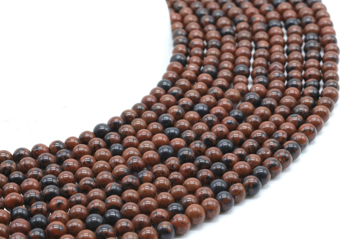 Perles Obsidienne Mahogany 4mm sur fil 38cm