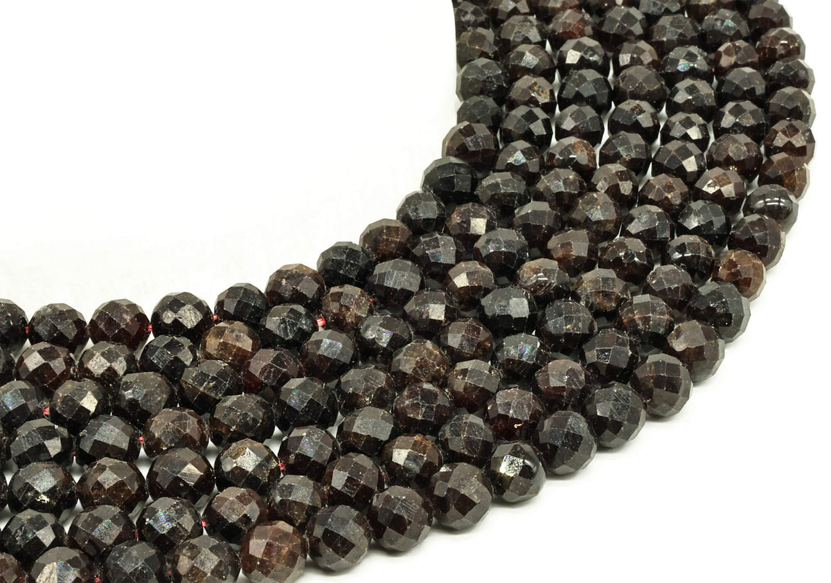 Perles facettées Grenat 8mm sur fil 38cm