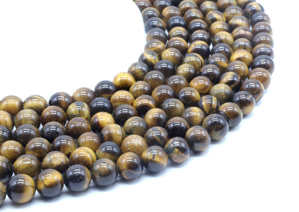 Perles Oeil de Tigre 10mm sur fil 38cm