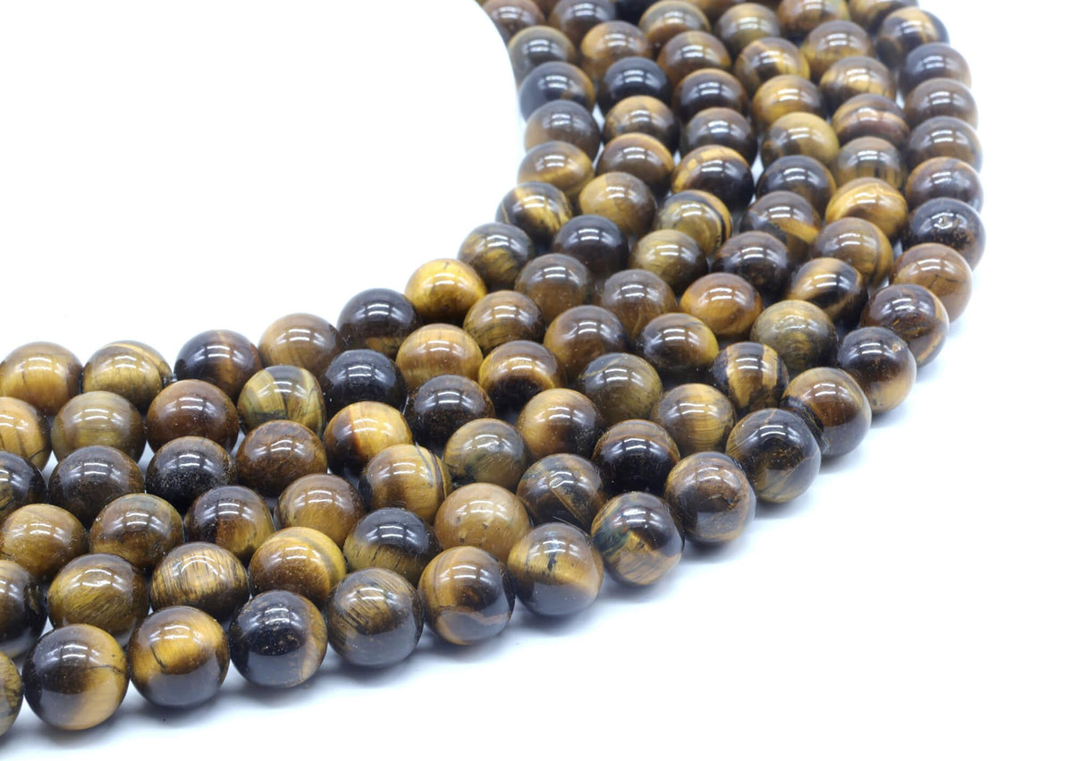 Perles Oeil de Tigre 10mm sur fil 38cm