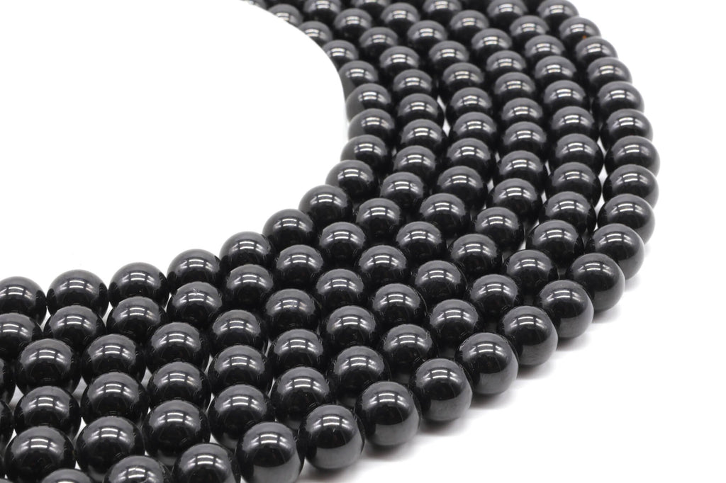 Perles Spinelle Noire 10mm sur fil 38cm