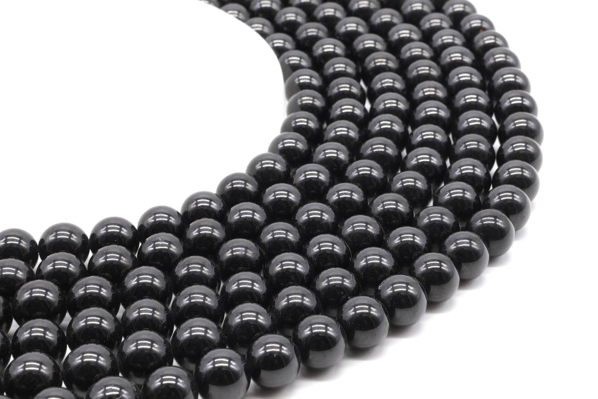 Perles Spinelle Noire 10mm sur fil 38cm