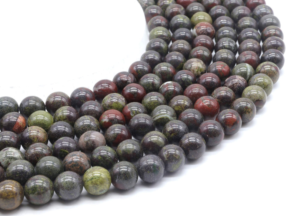 Perles Jaspe Sang de Dragon 10mm sur fil 38cm