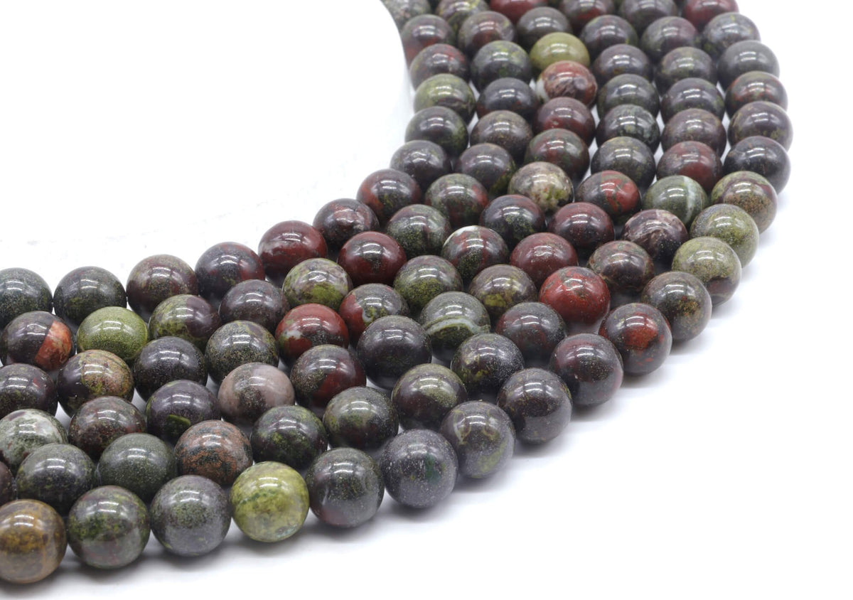 Perles Jaspe Sang de Dragon 10mm sur fil 38cm