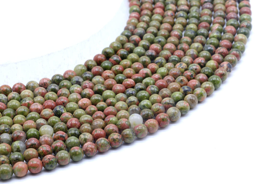 Perles Unakite 4mm sur fil 38cm